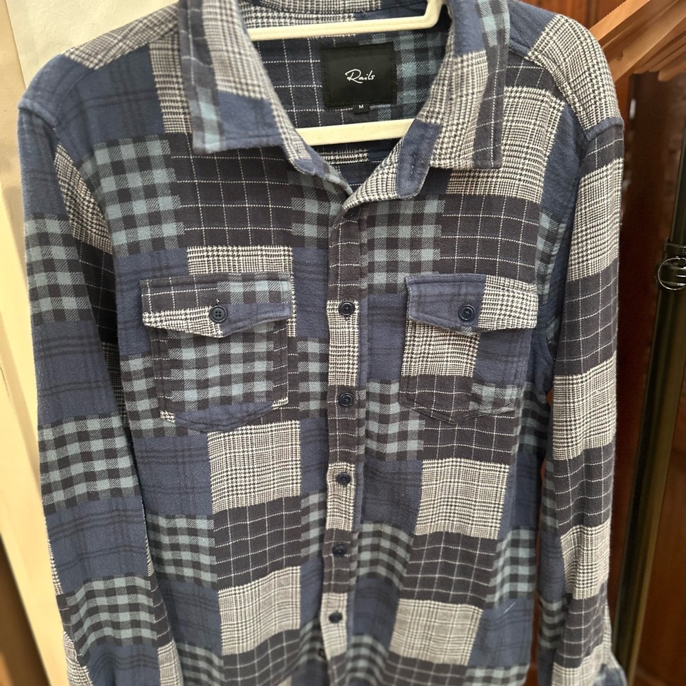 Rails Navy and Gray Patchwork Shirt